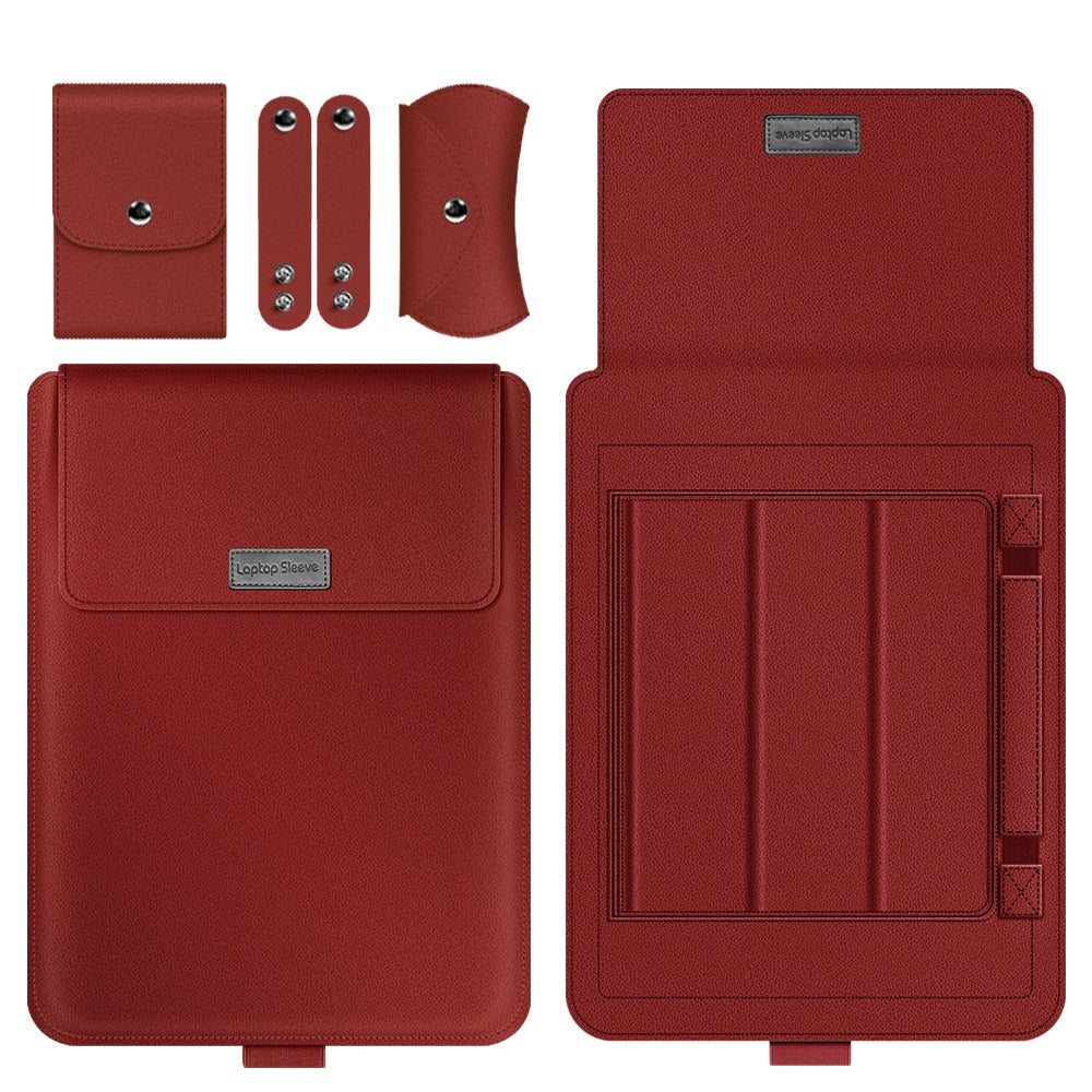 4Pcs/Set Shockproof Carry Case for 13/14-inch Laptops Portable Sleeve Bag Anti-Scratch PU Leather Storage Bag with Handle Strap - Red 4Pcs/Set Shockproof Carry Case for 13/14-inch Laptops Portable Sleeve Bag Anti-Scratch PU Leather Storage Bag with Handle Strap - Red
